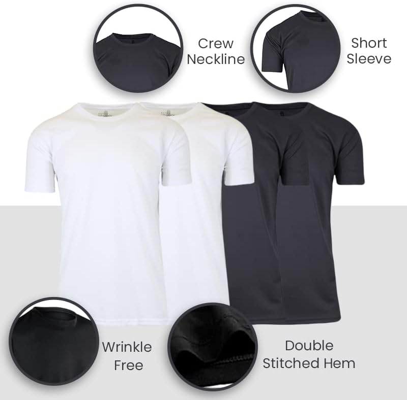 Galaxy by Harvic Men's Crew Neck Short Sleeve Tee, Active Reflective Stripe Sport T-Shirt, 4 Pack - Image 4