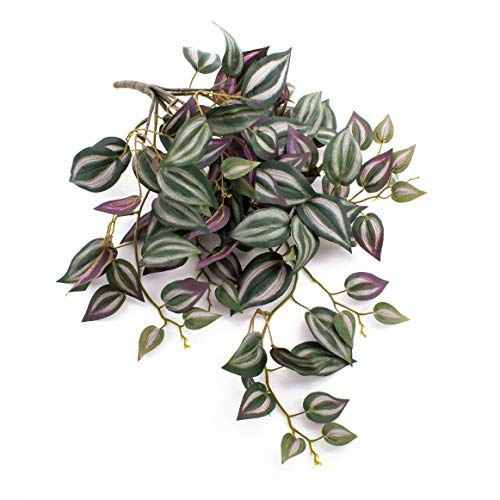 artplants.de Lot 2 x Tradescantia Artificiel Paco, Vert-Blanc-Violet, 50cm - 2 pcs Plante retombante Artificielle - Buisson Artificiel