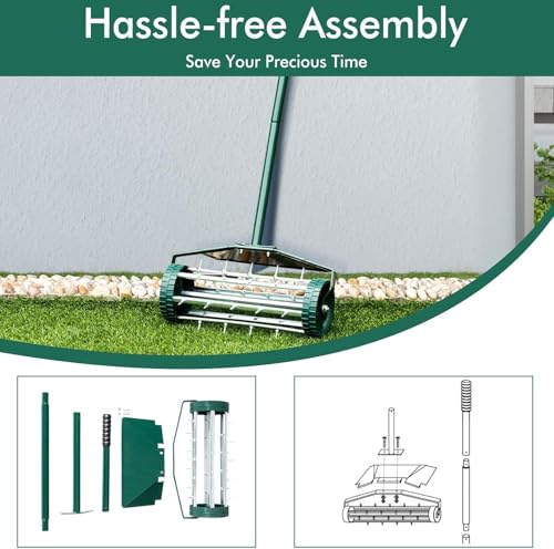 Parkland® Lawn Aerator - 45 X 122 Cm Manual Grass Spike Roller with Splash Proof Fender, 3-Piece Handle, Sharp Steel Spikes To Perforate Any Soil, Lawn Aerator Tool For Outdoor & Garden 6 Parkland® Lawn Aerator - 45 X 122 Cm Manual Grass Spike Roller with Splash Proof Fender, 3-Piece Handle, Sharp Steel Spikes To Perforate Any Soil, Lawn Aerator Tool For Outdoor & Garden - Image 6