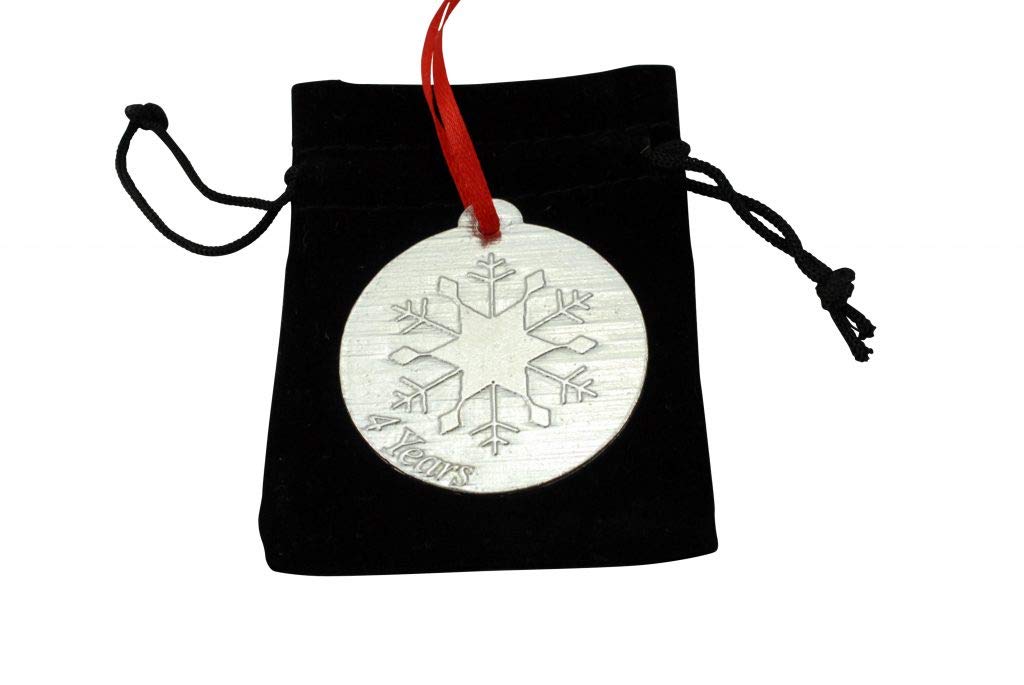 4th Wedding Anniversary Metal Keepsake Chrstimas Tree Ornament Bauble Decoration Ornament