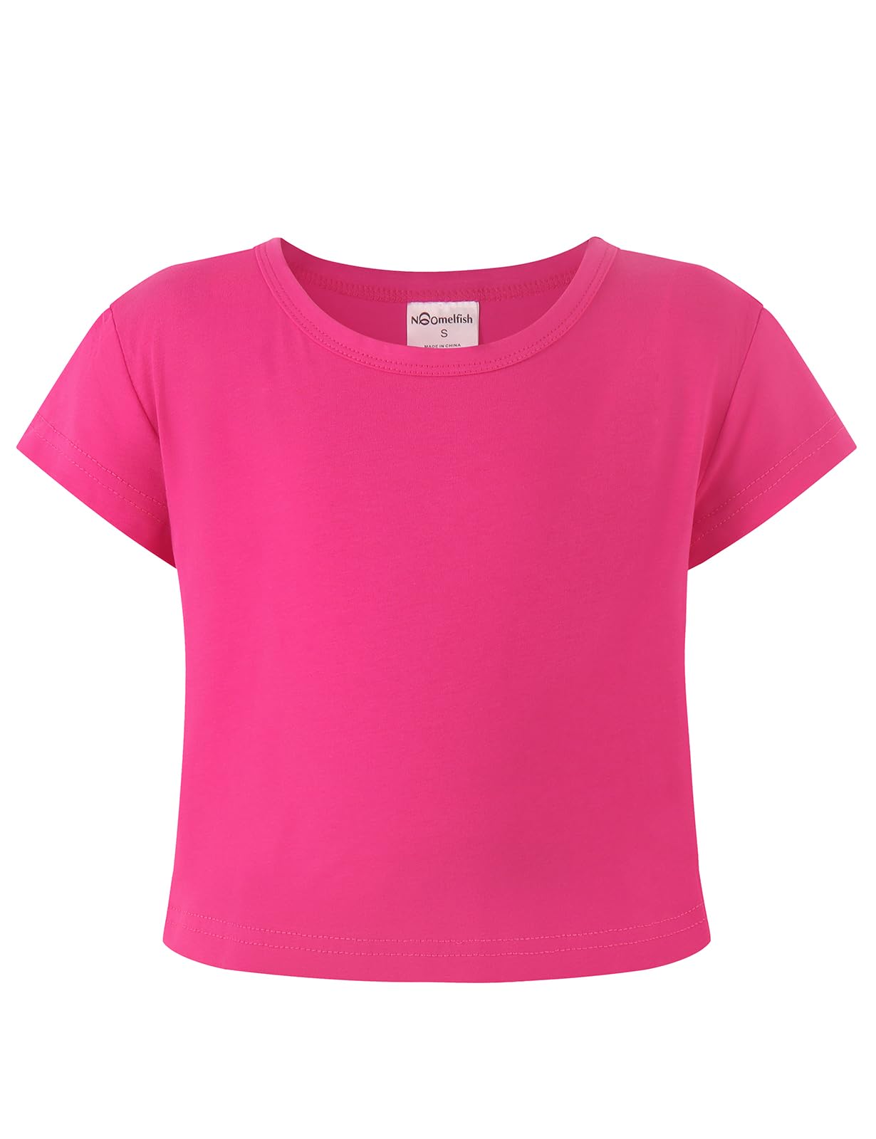 Noomelfish Girls Short Sleeve Crop Tops Kids Summer Dance Cropped T-Shirts (5-14 Years)
