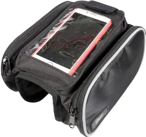 On Bike Borsa Porta Smartphone Universale Per Bici 19X17X13 Cm Con Tasche Laterali – Touchscreen Trasparente, Impermeabile, Fissaggio Manubrio, Comoda E Capiente