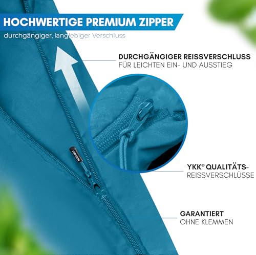 NORDMUT® Hüttenschlafsack Baumwolle Ultraleicht - Sommerschlafsack Kleines Packmaß & Atmungsaktiv - Schlafsack Dünn & besonders weich inkl. Kissenfach [220 x 90 cm] 3