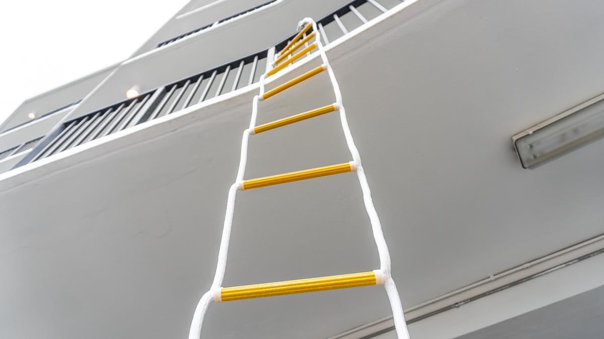 Certified Emergency Fire Escape Ladder 3 Story | 25 ft Safety Ladder with Stand-Off Stabilizers | Fast to Deploy & Easy to Use | Compact & Easy to Store | Weight Capacity up to 2000 Pounds (25ft)