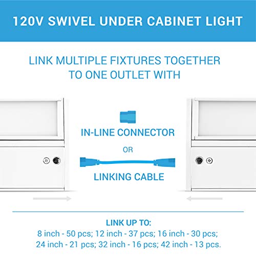 Parmida LED Swivel Under Cabinet Light - Additional Accessory: 2 x 12" Linking Cable - (1 Pack) - Thumbnail 3
