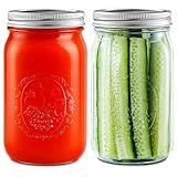 Miuyhji Wide Mouth Mason Jars 32 oz with Lids [2 Pack], Canning Jars with Metal Airtight Lids and Bands, Glass Jars for Fermenting, Pickling, Freezing, Preserving, Meal Prep, Jar Décor