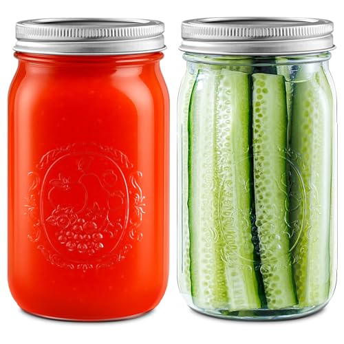 Miuyhji 32 oz Mason Jars with Lids, 2-Pack