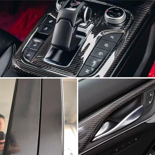 Image of 6D Carbon Fiber Vinyl Self Adhesive Film Wrap Roll Bubble Free Air Release Technology DIY Wrap Film for Motor Interior (1ft x 3ft, Black)