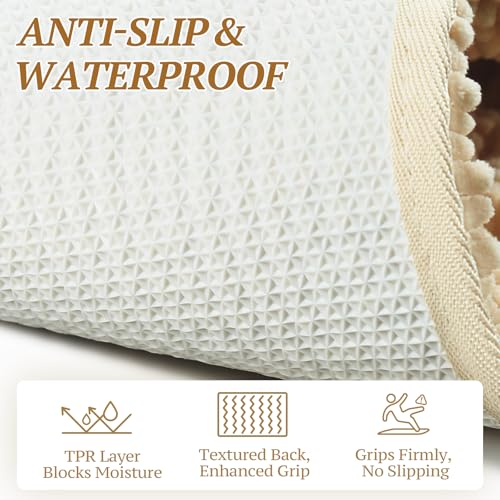 Image of Vivaglory 35 inchx 25 inch Large Litter Mat for Litter Trapping, Waterproof Microfiber Cat Litter Catcher Rug, Super Soft for Cat's Paws, Easy to Clean, Beige