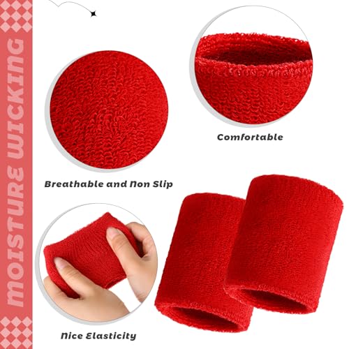 Image of Bememo 24 Pcs Wrist Sweatbands Bulk Sports Wrist Bands for Men Women Breathable Athletic Tennis Wristbands Stretchy Absorbent Cotton Terry for Basketball, Baseball, Gym, Working Out