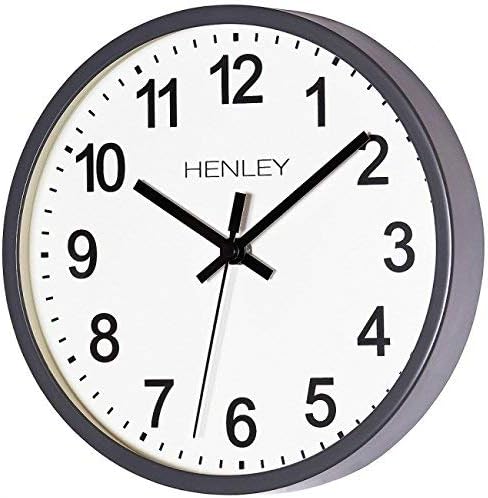 GWUK Premium Silent 25cm No Tick Wall Clock – Premium Modern Style Round Battery Operated Wall Clock with Super Silent Non Ticking Quartz Sweeping Mechanical Movement Motion, Ultra Clear Face Dial Large Bold Black Time Numbering and Hands – Great for Home, Kitchen Bedroom, School Classroom, Study, Library