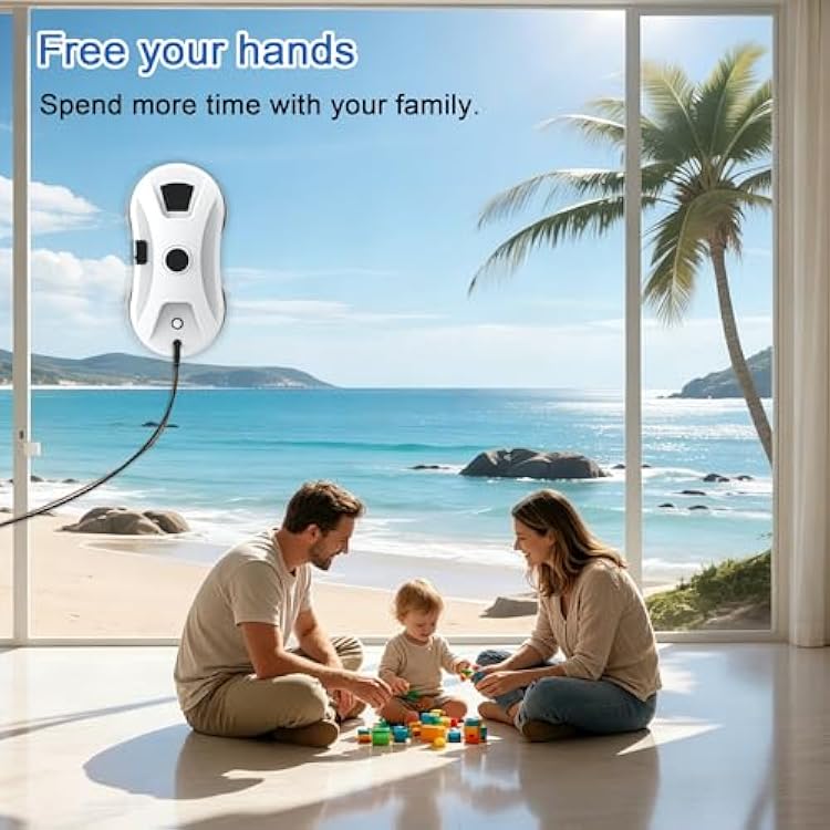Automatic Window Cleaning Robot,Smart Robot Window Cleaner Inside/Outside with Spray,3000Pa Suction,Edge Detection,Intelligent Path Planning,Remote Control for High Glass,Shower,Mirror,10xCloths