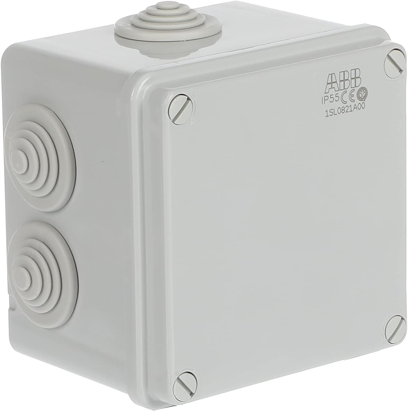 ABB IP55 Junction Box • Waterproof Electric Cable Connector Unit • Cable Glands Included • Shockproof Adaptable Electric Box • Indoor/Outdoor Box • 105 x 105 x 85mm