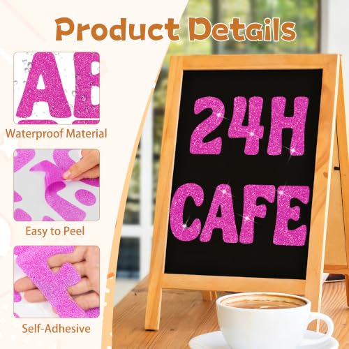 Image of Bulletin Board Letters 74 PCS Glitter Letter Stickers Large 5 Inch, Magenta | 12 Sheets,Alphabet Number Stickers,Self-Adhesive,Sticker Letters for Poster Board,Classroom,Display,Mailbox,Craft,Party Decor