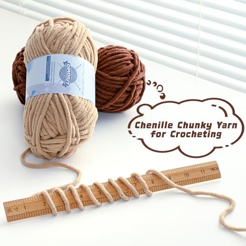 Image of 2 Pack Chunky Chenille Yarn for Crocheting, Baby Yarn for Crocheting Soft Blankets, Bulky Yarns for Crochet Amigurumi, 200g (148.7yds) Fluffy Velvet Yarns for Hand Knitting (2 Orange)