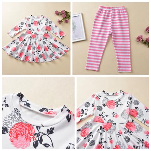 Image of Toddler-Girls-Fall-Clothes-Set Little Girls Highlow Tunic Tops+Leggings Outfit Boutique Clothing
