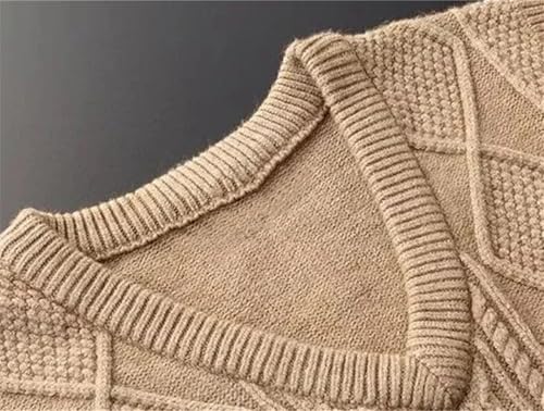 Jegsnoe Men's Sweater Vest V Neck Knitted Sleeveless Fashion Argyle Solid Pullover Sweater3