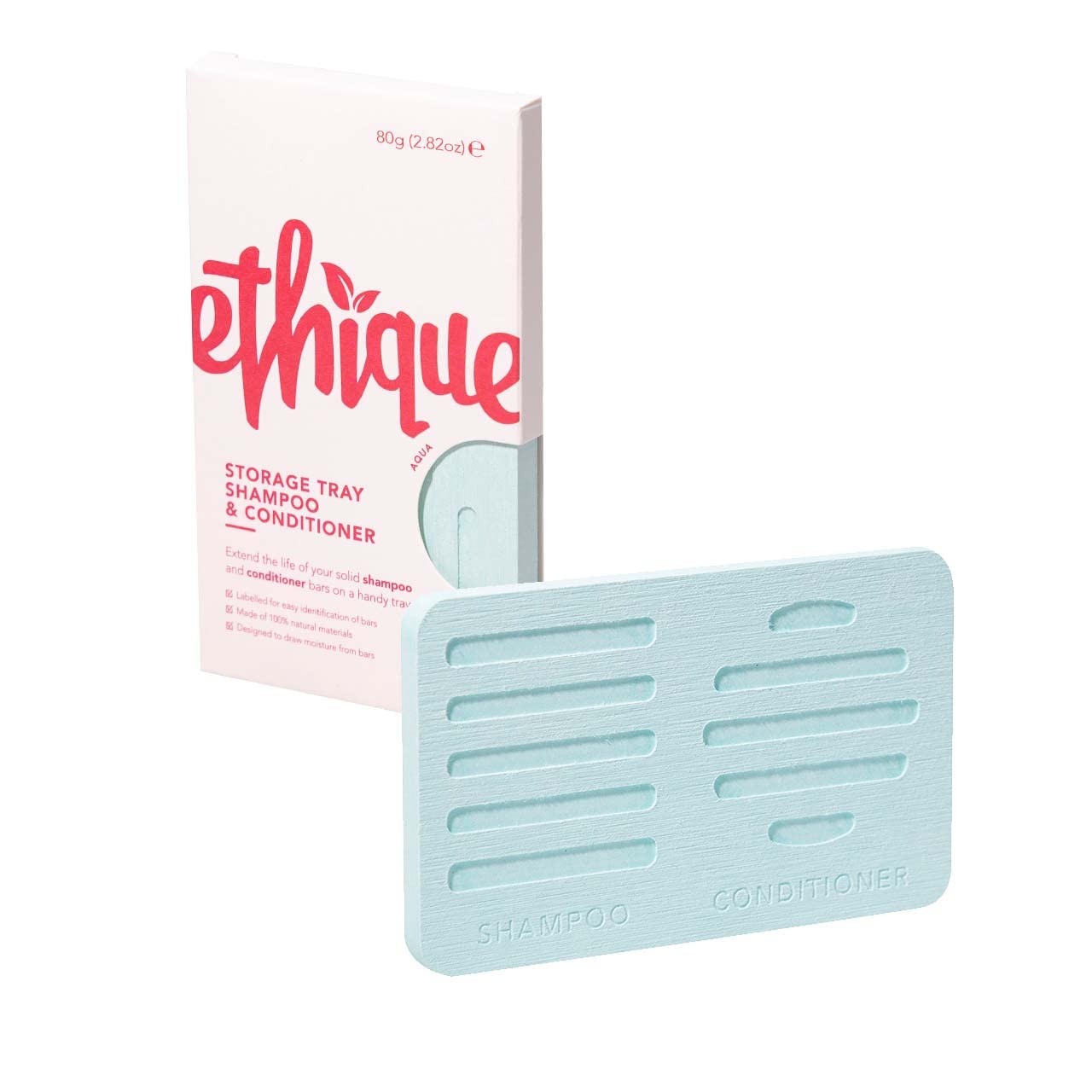 Ethique Diatomaceous Earth, Plastic-Free Compostable Shampoo and Conditioner Bathroom Tray (Aqua, Blue)