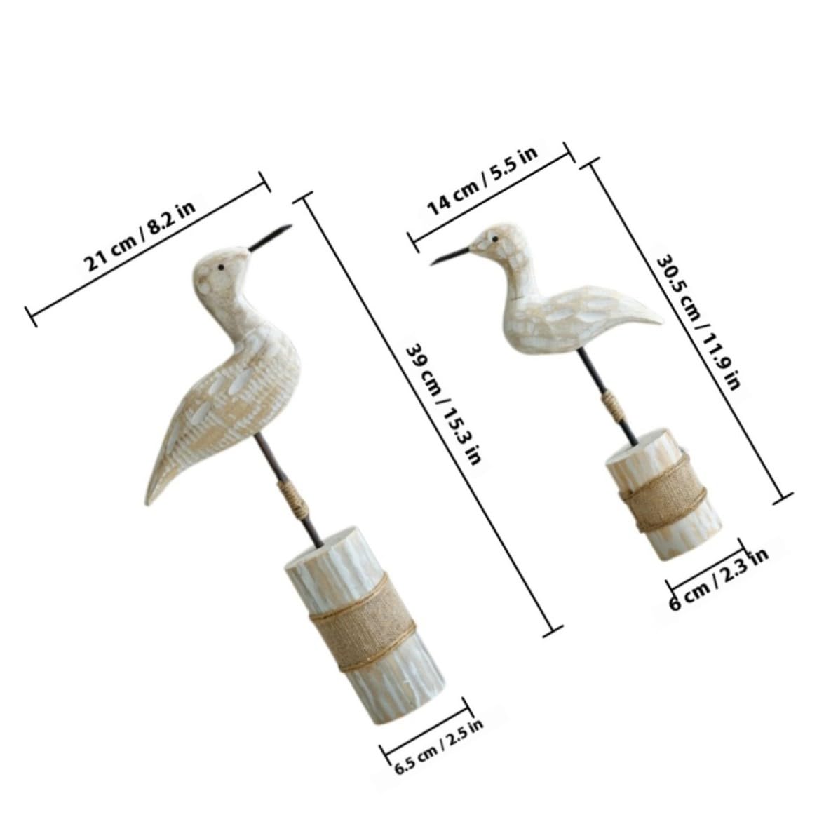 ERINGOGO 2 Piezas Estatua de Gaviota de Madera de Pino Tallada a Mano