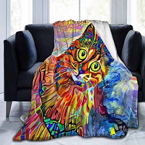 Abstract Cat Throw Blanket 60