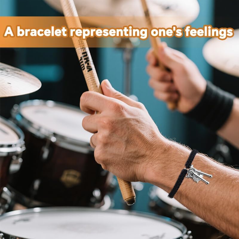 Inspirational Drummer Drum Themed Gifts for Drum Lover Player Drumsticks Pendant Rope Wristband Drumming Teacher Appreciation Gifts Percussion Musical Bracelets for Musician Percussionist image 5
