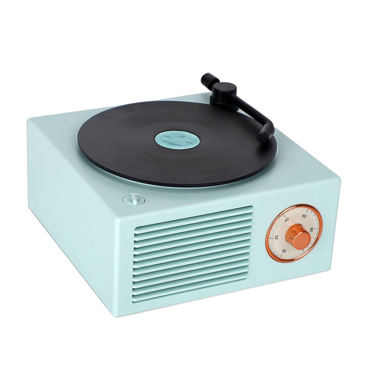 Old Fashioned Classic Vinyl Record Player Style Bluetooth Speaker Blue Portable Stereo Sound Cute Look Gift for Girls Bass Enhancement Loud Volume Speaker