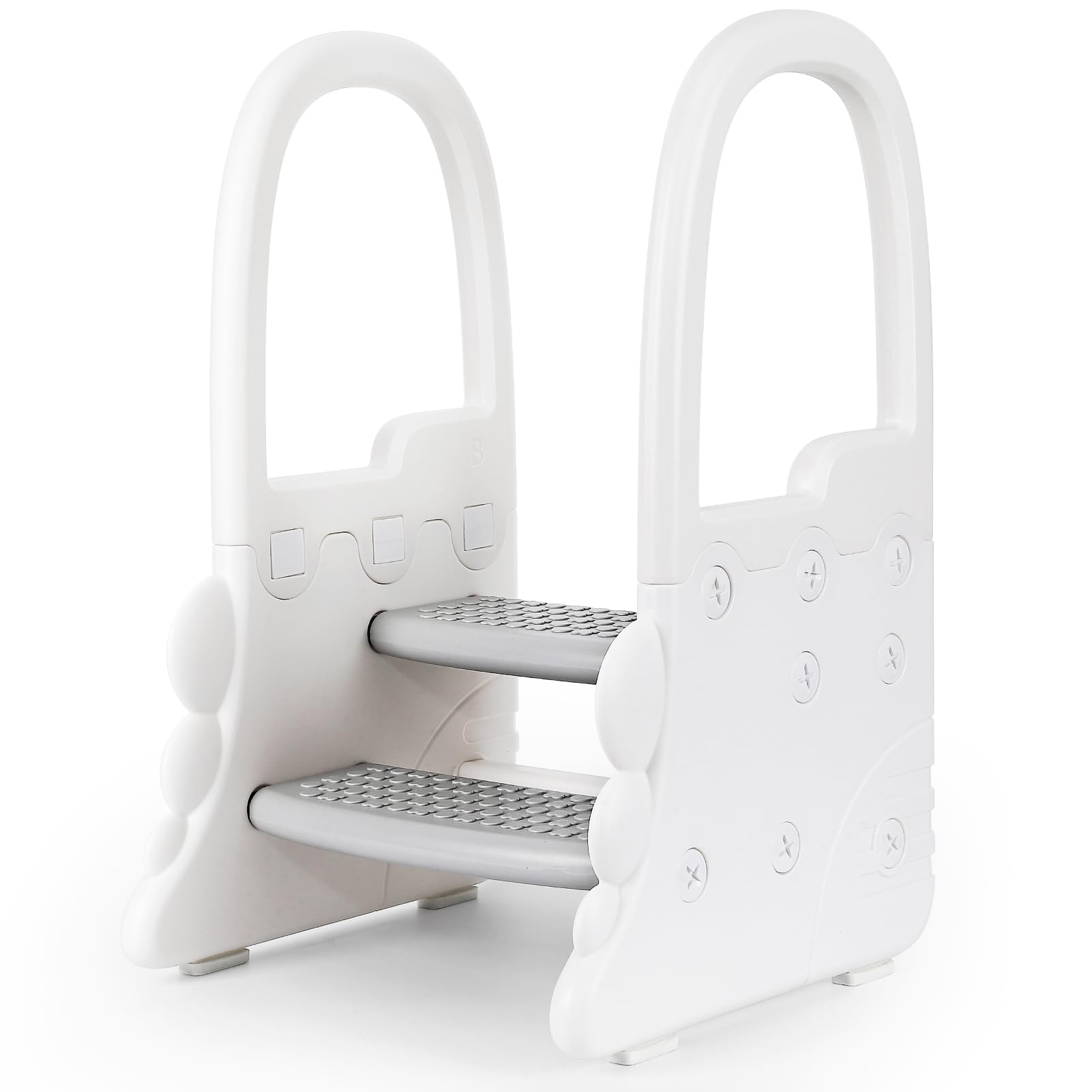 Step Stool for Kids, Plastic Toddler 2 Step Stools for Bathroom Sink, Toilet Potty Training, Toddler Stepping Kitchen Stool Helper with Handrails (