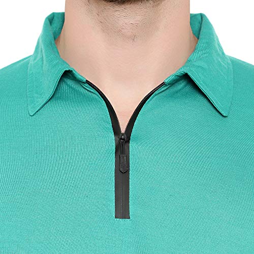 Image of Men's Cotton Blend Full Sleeve Zip Neck Polo T-Shirt (Pack of 1)