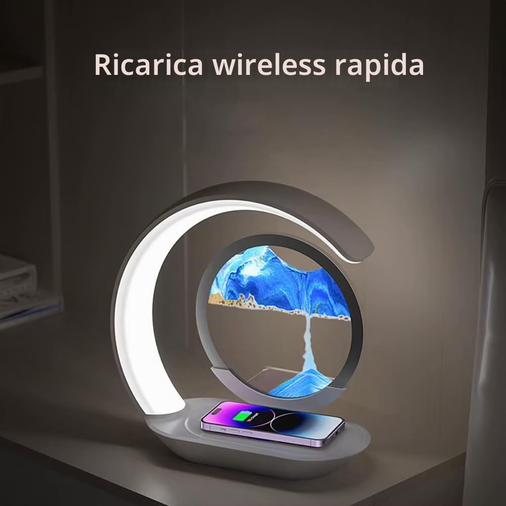 Lampada da tavolo Quicksand Lampada da scrivania Pittura di Sabbia Che scorre Deco- Pittura di Vetro Rotonda a Clessidra 3D, Cornice di Flow Sabbia Immagine in Movimento Decorazione Regalo per Casa