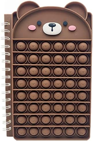 7iper Pop Notebook, Push bubble Spiral Notebooks Fidget Toys, Cute Composition Notebooks, College Ruled Notebooks, Protable for School Office Gifts (A5 Bear)