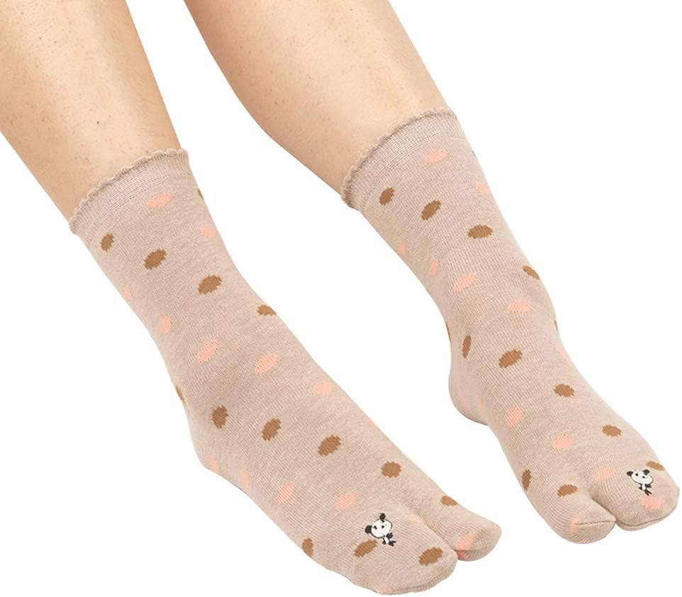 Koala SuperstoreJapanese Style Women Casual Socks Flip Flops Big Toe Cotton Socks 3-Pairs, Panda (KHAKI)