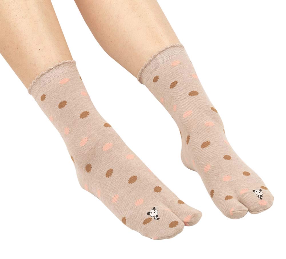 Koala SuperstoreJapanese Style Women Casual Socks Flip Flops Big Toe Cotton Socks 3-Pairs, Panda (KHAKI)