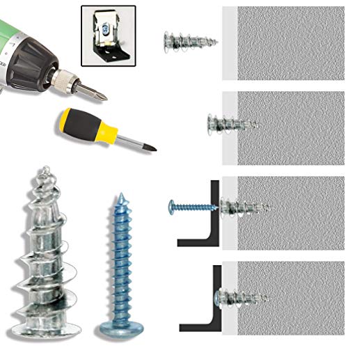 Ansoon Self-Drilling Hollow Metal Stud Wall Anchors with Screw Kit for Drywall Heavy Duty, -25 Heavy Duty Wall Anchor, 25 Tapping Mount Screws, 6 D Ring Picture Hangers