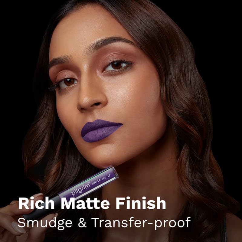 Image of Pilgrim Liquid Matte Lipstick - Purple Lust | Lipstick for Women with Hyaluronic Acid & Spanish Squalane | Transferproof, Long Lasting & Non Drying with Hydrating Ingredients 3gms