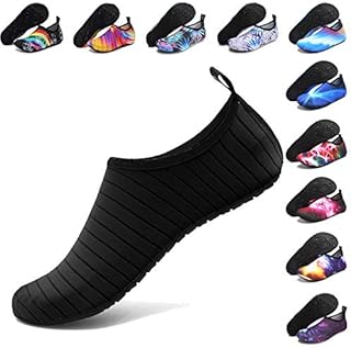 ANLUKE Water Shoes Barefoot Aqua Yoga Socks Quick-Dry Beach Swim Surf Shoes for Women Men Black/Solid 42/43