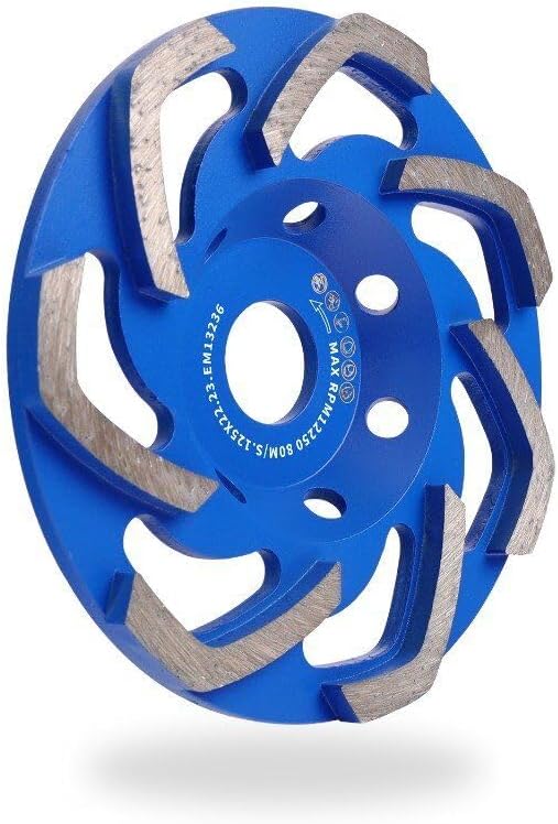 HERZO Diamond Concrete Grinding Cup Wheel 5 inch/125mm, Surface Grinding Wheel for Granite, Marble, Cement, Stone, Rock