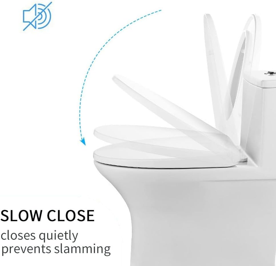 Quiet Close Thickened PP Toilet Seat - U/D Shape, Quick-Release, Adjustable Hinge, Easy Installation and Cleaning, White Lid, 34.5x46cm