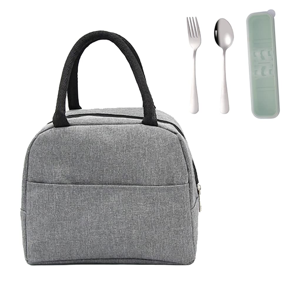Insulated Tote Lunch Bag for Womens and Mens,Water Proof Lunch Boxes for Adult,Reusable Lunchboxes for Work,Food and Snack Containers Holder for Girls,Grey