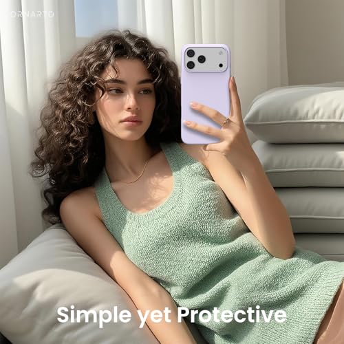 Image of ORNARTO Compatible with iPhone 17 Pro Max Case 6.9 inch, Slim Liquid Silicone 3 Layers Soft Gel Rubber Shockproof Protective Cover with Anti-Scratch Microfiber Lining-Pastel Lilac