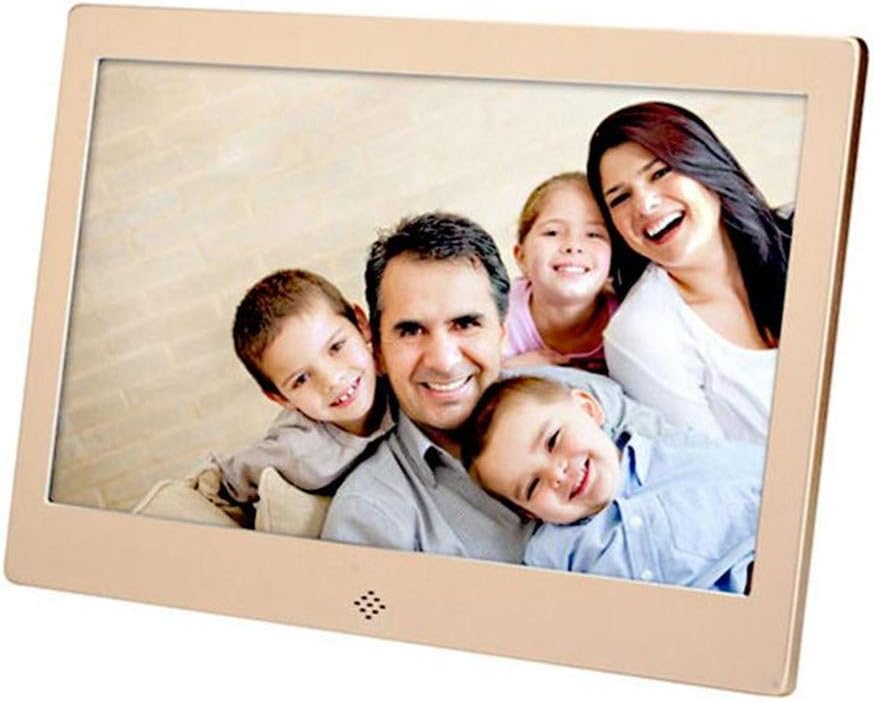 Metal Digital Photo Frame 10 Inch 1024 600 IPS Display with Music MP3 Calendar, Alarm Clock, USB and SD Card Slots and Remote Control, Wall Mounted, Metalsilver (Localgold)