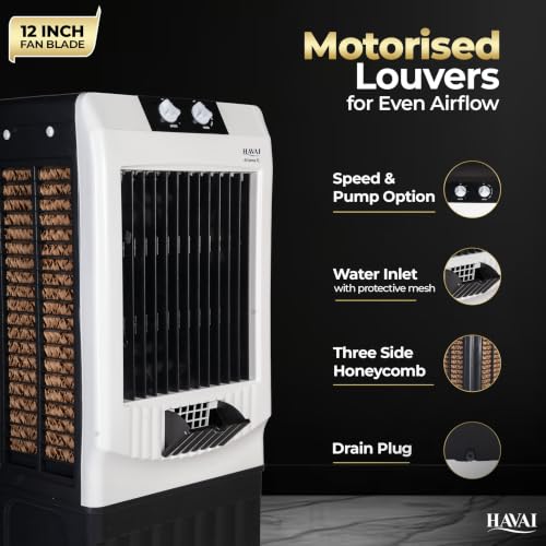 Image of Havai Arizona 12 Personal Air Cooler | 60L | 12 inch | Black & White