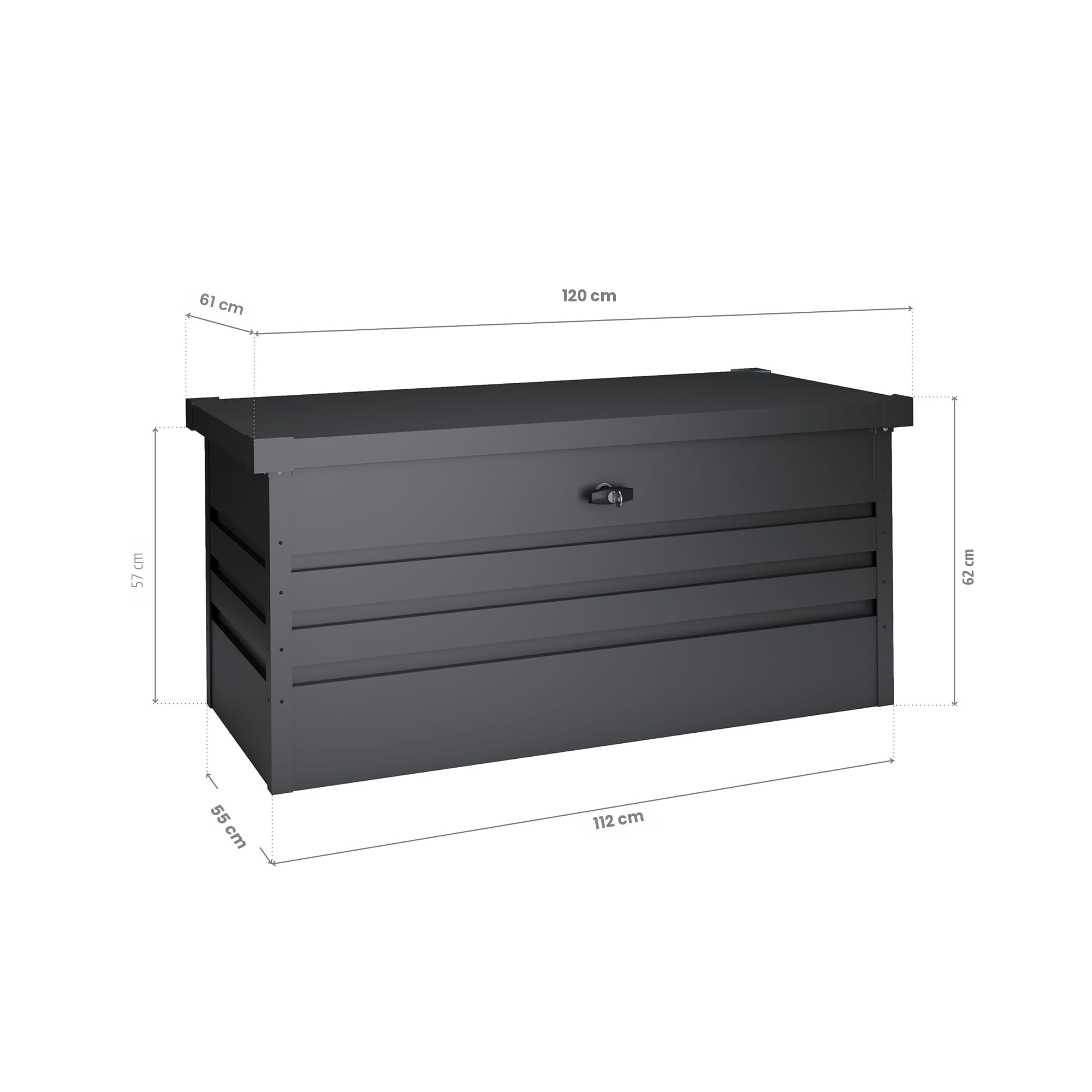 Coffre de jardin en métal 450 L Garantie 10 ans. Rangement exterieur