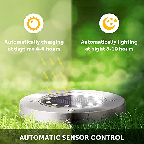 Solpex Solar Lights Outdoor Garden, 12LED Solar Ground Lights, IP65 Waterproof Outdoor Lights Solar Powered, Cold White Solar Garden Lights for Yard Lawn Patio Pathway (4 Pack) - Image 4