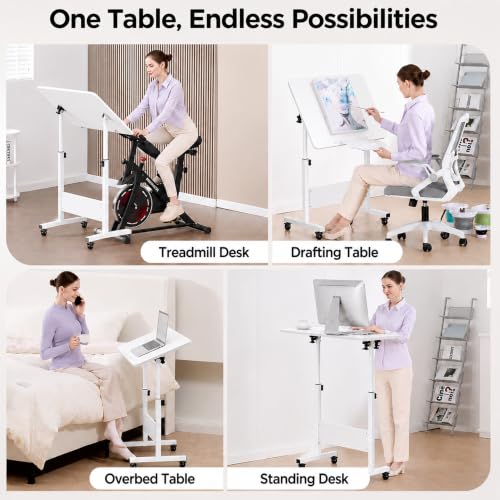 Image of Ant Esports Bravo LT500 Height Adjustable Standing Desk with Wheels, Mobile Walking Pad & Treadmill Desk, Tiltable Laptop Workstation, Sit Stand Computer Table for Home Office, Study & WFH, 60 x 40 cm