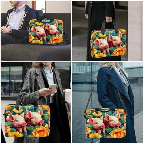 Maletín para laptop 16 pulgadas Watercolor Pig Flower miniatura 7