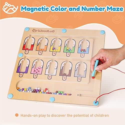 Woodtoe Magnetic Color and Number Maze, Montessori Wooden Magnet Puzzle Game Board for Toddlers, Learning & Education Toys for Preschoolers, Fine Motor Skills Toys for Boys Girls 3 4 5 Years Old 2 51VIdTFq9QL. AC