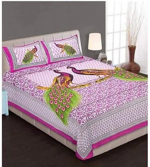 100% Pure Cotton Queen Size Bed Sheet with 2 Pillow Covers - Premium Craftsmanship & Timeless Beauty - Gorgeous Jaipuri Print for Elegant Bedroom Décor (Queen Size)-image-39