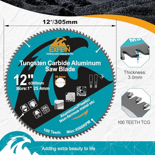 Image of Metal Blade 12 Inch for Aluminum Non Ferrous 60 Teeth Tungsten Carbide Tipped Blade with 5 /8-Inch Arbor Pack of 5
