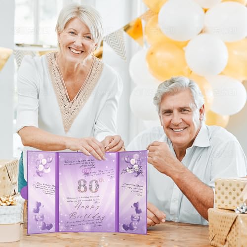 Image of Puple Gold Birthday Party Decorations,18 inch x 12 inch Creative Birthday Decorations Guest Sign in Book Alternative, for Men and Women of All Ages, Happy Birthday Party Supplies