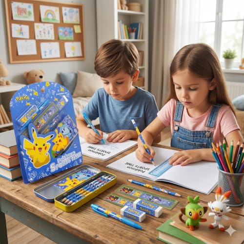 Image of Pokemon 7 pcs Stationery SetSchool Supplies Kit Multicolor Return Gift for Kids Age 3 Years +